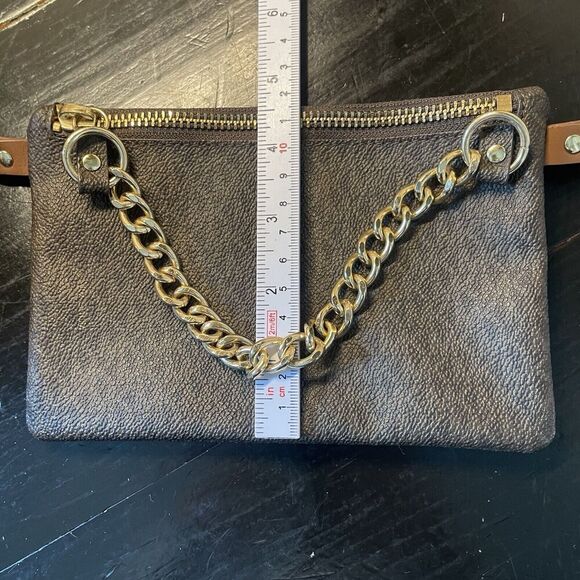 MICHAEL KORS SIGNATURE FANNY PACK BELT BAG SNAP CHAIN PURSE BROWN 554131 - Picture 5 of 9